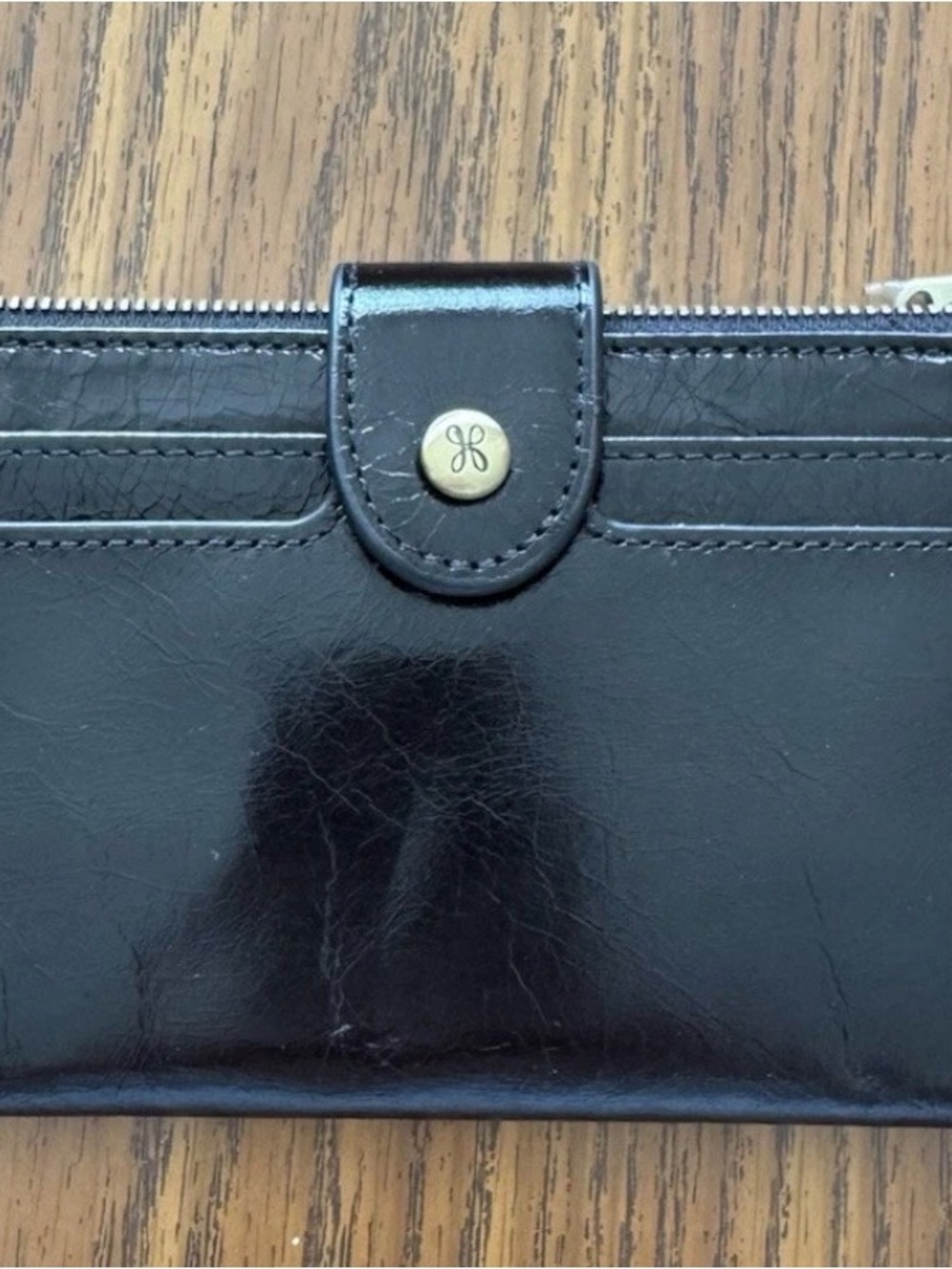 Hobo Dunn Black Leather Continental Wallet with Snap Closure NWOT